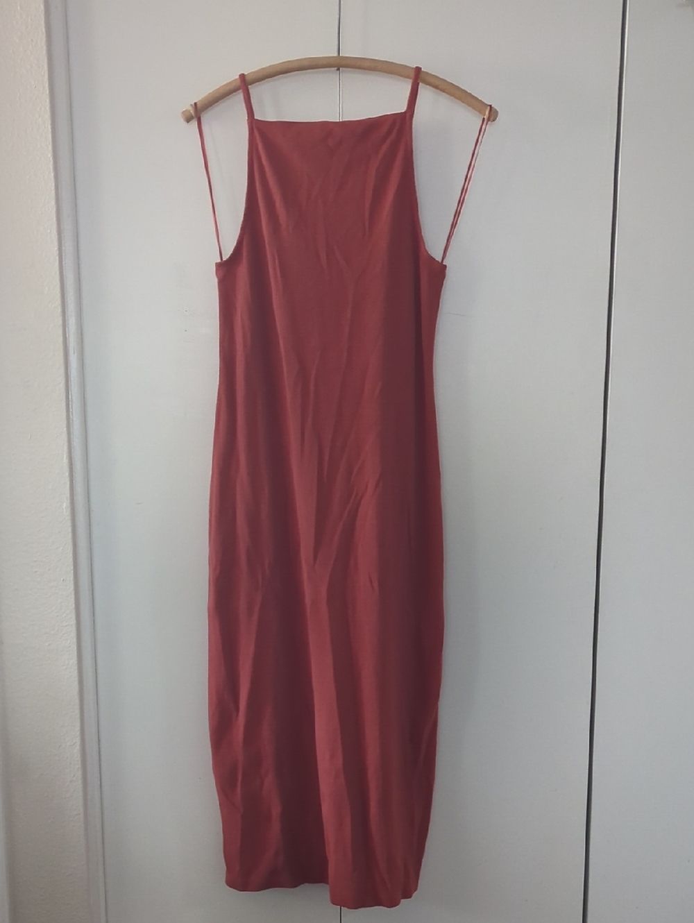 Old Navy Rust Red Midi Slip Dress with Thin Straps